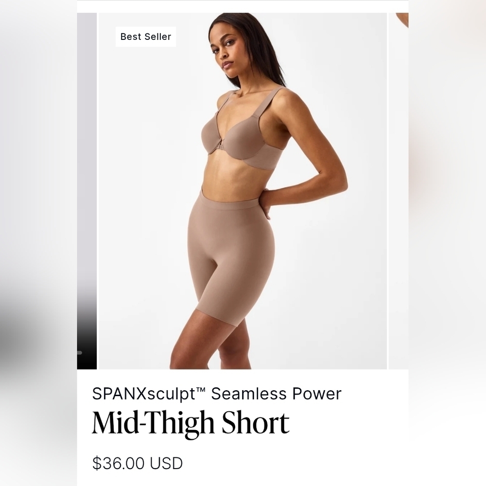 NWOT Spanx Sculpt Seamless Power Mid-Thigh Shorts